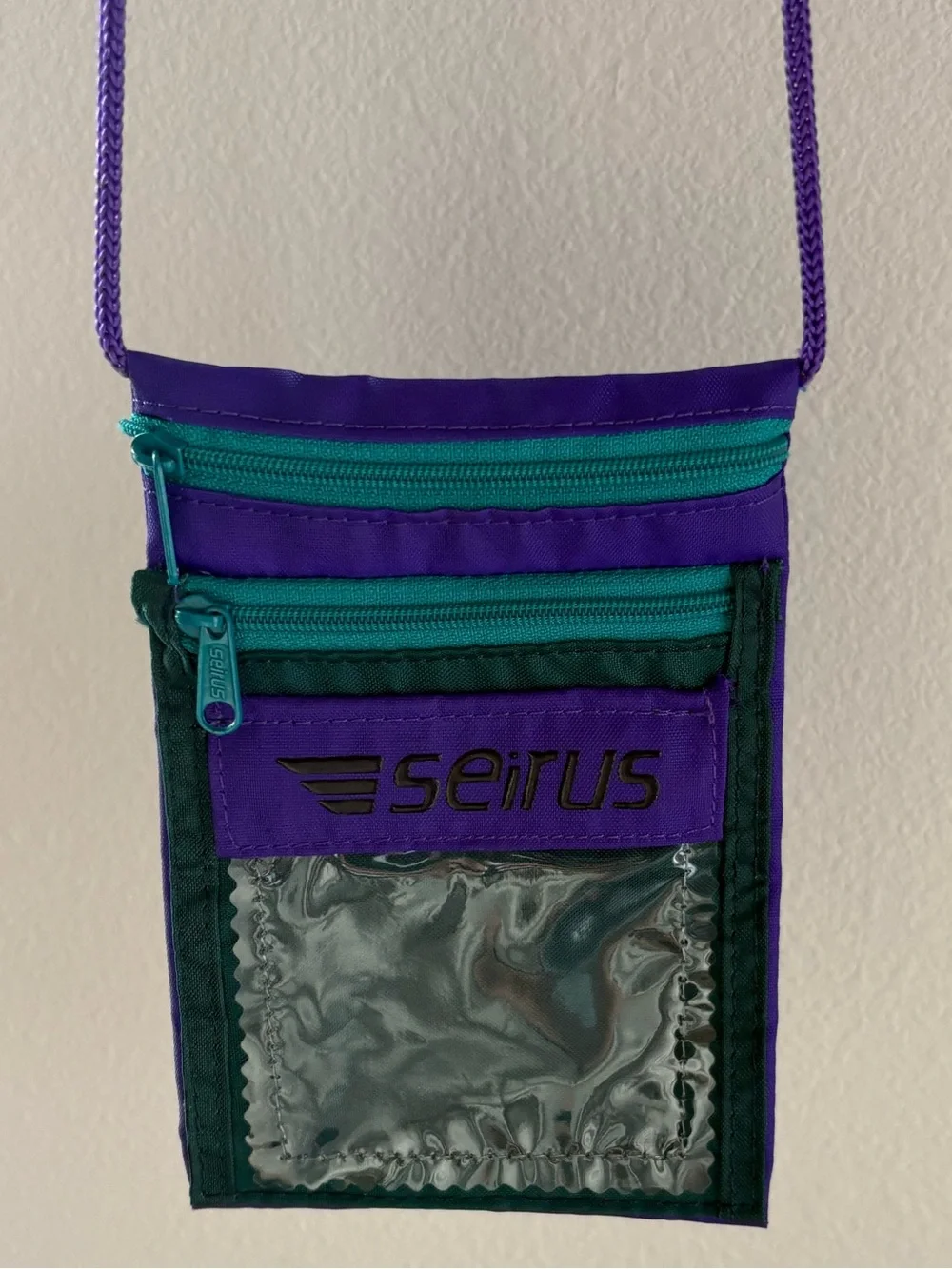 Seirus Purple and Teal Neck Pouch with Clear ID Window
